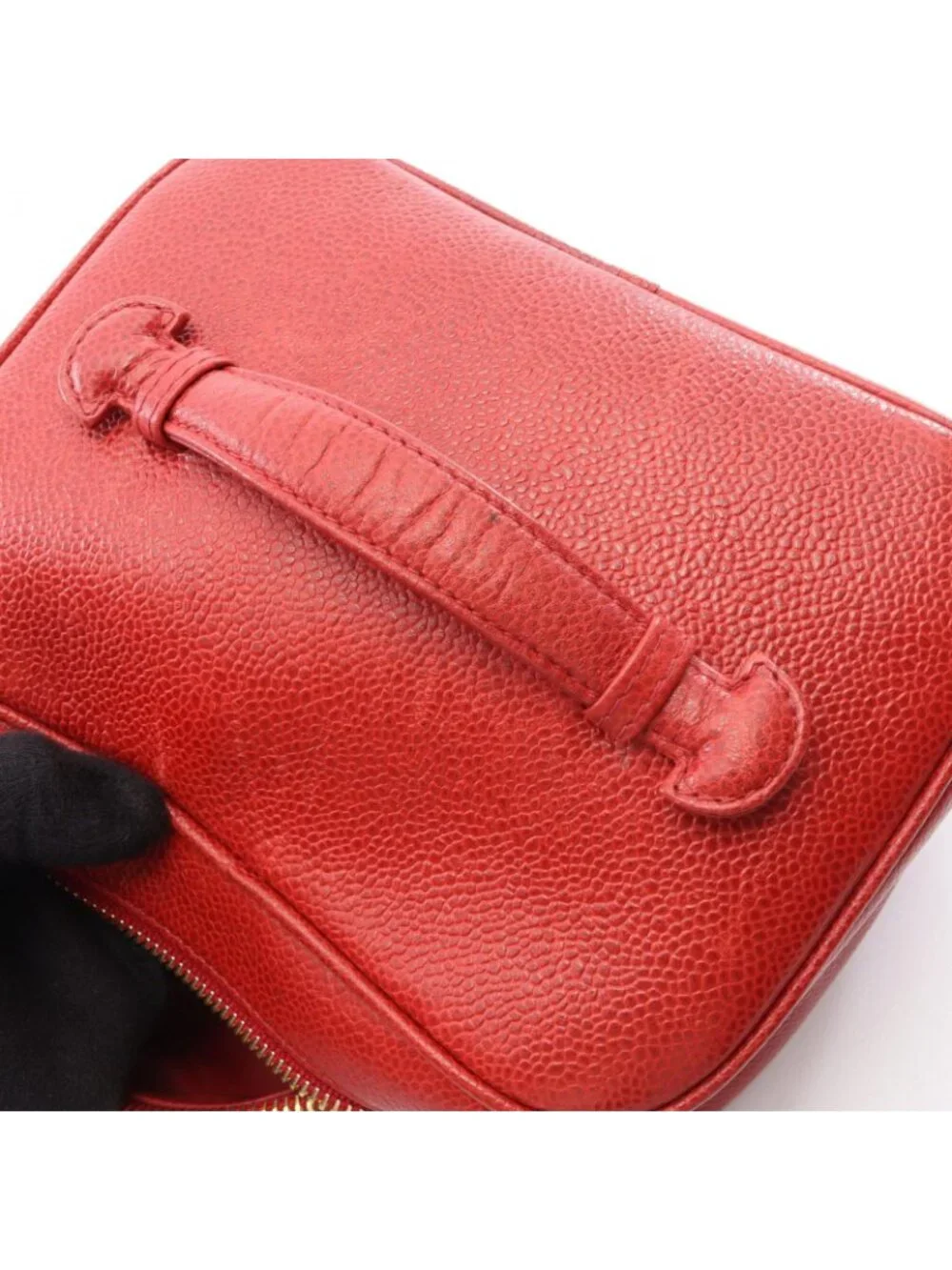 Chanel Handbag CC Logo Red Caviar Leather CC